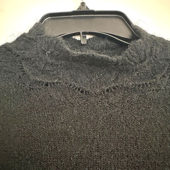 Halogen Black Knit Sweater Lace Neck Detail Cozy Soft XS - Picture 1 of 5